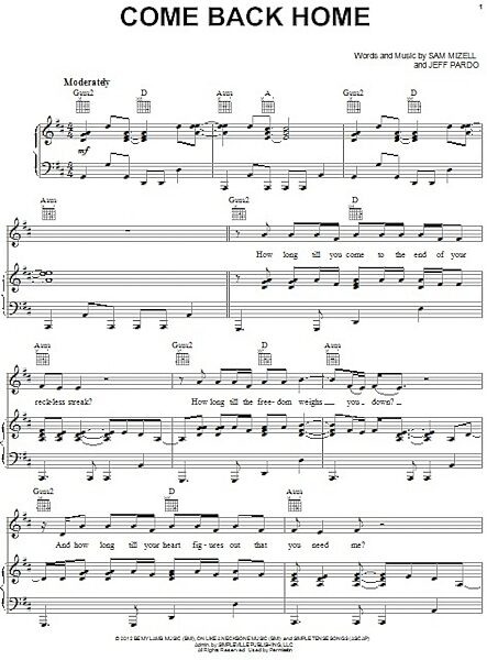 open zoom image for Come Back Home - Piano/Vocal/Guitar, New, Main