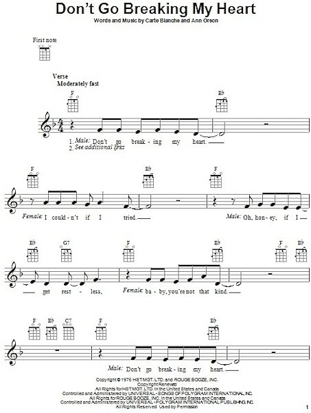 open zoom image for Don't Go Breaking My Heart - Ukulele, New, Main