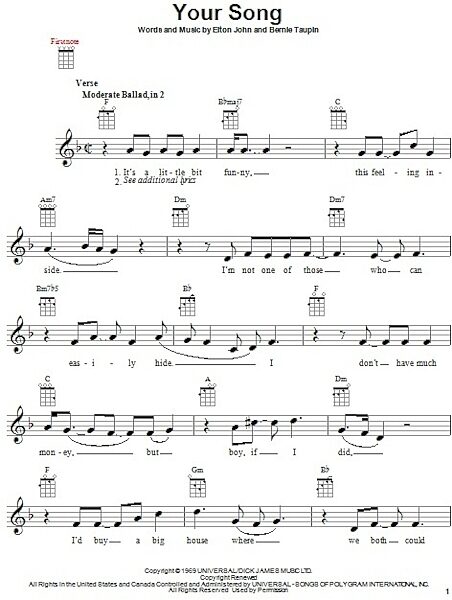 open zoom image for Your Song - Ukulele, New, Main