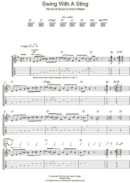 open zoom image for Swing With A Sting - Guitar TAB, New, Main
