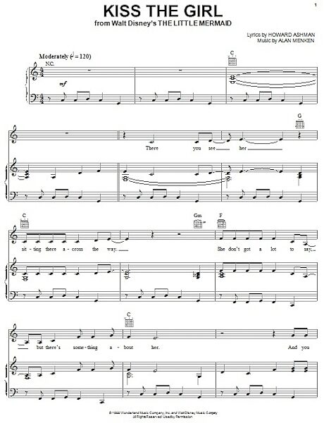 open zoom image for Kiss The Girl - Piano/Vocal/Guitar, New, Main