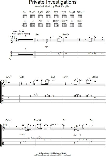 open zoom image for Private Investigations - Guitar TAB, New, Main