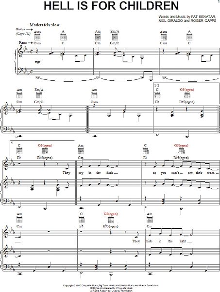 open zoom image for Hell Is For Children - Piano/Vocal/Guitar, New, Main