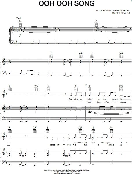 open zoom image for Ooh Ooh Song - Piano/Vocal/Guitar, New, Main