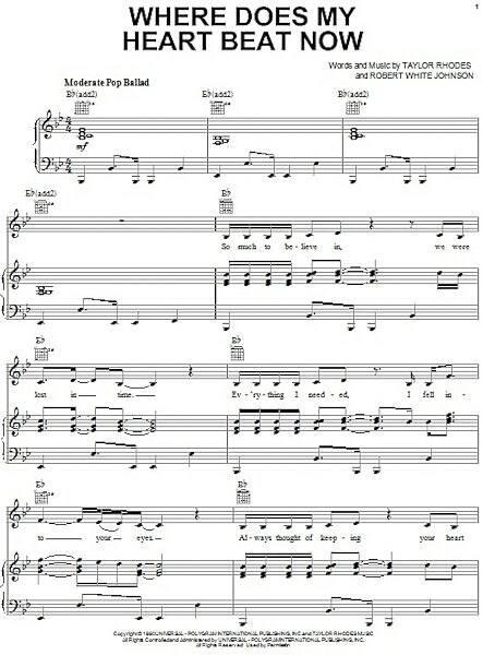 open zoom image for Where Does My Heart Beat Now - Piano/Vocal/Guitar, New, Main