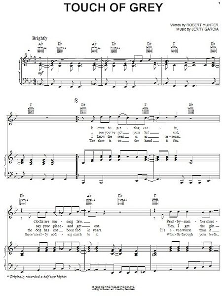 open zoom image for Touch Of Grey - Piano/Vocal/Guitar, New, Main