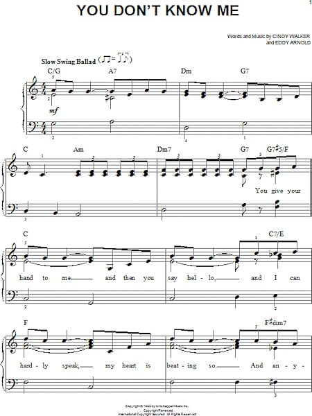open zoom image for You Don't Know Me - Easy Piano, New, Main