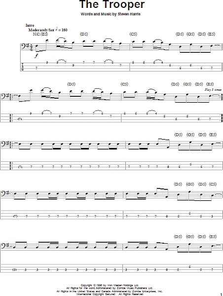 open zoom image for The Trooper - Bass Tab, New, Main