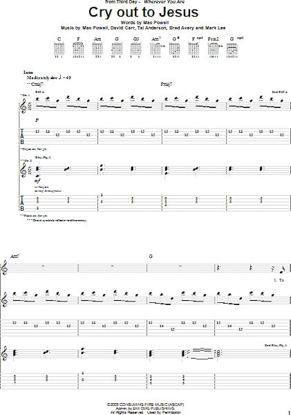 open zoom image for Cry Out To Jesus - Guitar TAB, New, Main