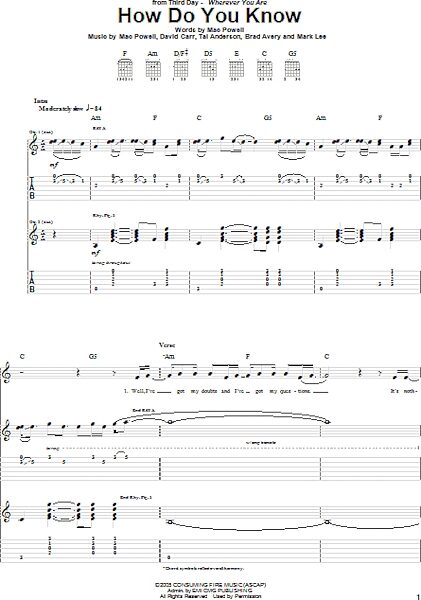 open zoom image for How Do You Know - Guitar TAB, New, Main