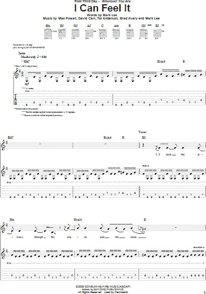 open zoom image for I Can Feel It - Guitar TAB, New, Main