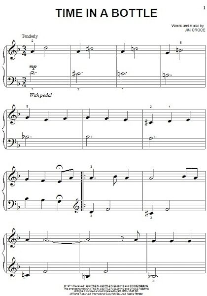 open zoom image for Time In A Bottle - Big Note Piano, New, Main