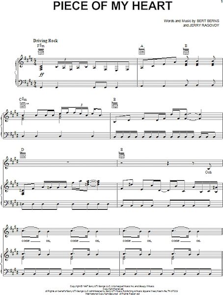 open zoom image for Piece Of My Heart - Piano/Vocal/Guitar, New, Main