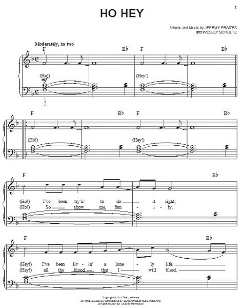 open zoom image for Ho Hey - Easy Piano, New, Main
