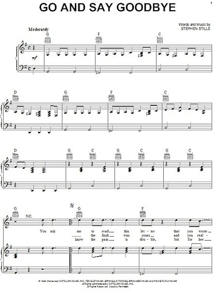 open zoom image for Go And Say Goodbye - Piano/Vocal/Guitar, New, Main