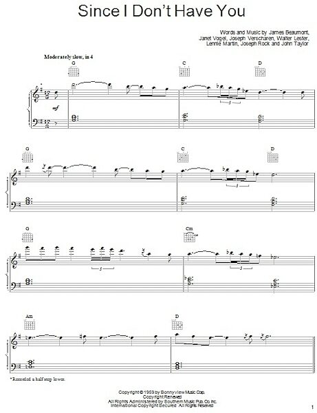 open zoom image for Since I Don't Have You - Piano/Vocal/Guitar, New, Main