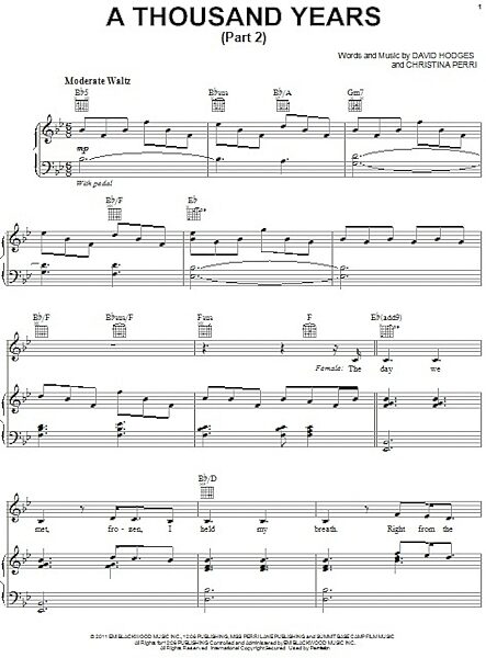 open zoom image for A Thousand Years (Part 2) - Piano/Vocal/Guitar, New, Main