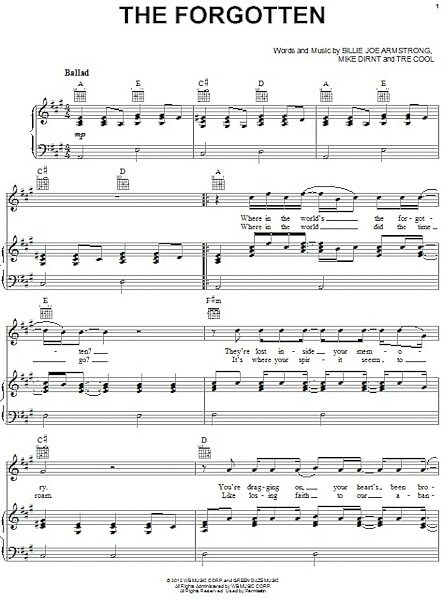 open zoom image for The Forgotten - Piano/Vocal/Guitar, New, Main