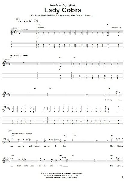 open zoom image for Lady Cobra - Guitar TAB, New, Main