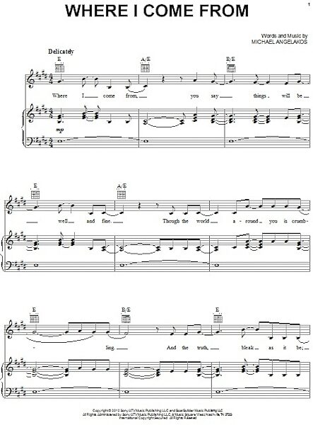 open zoom image for Where I Come From - Piano/Vocal/Guitar, New, Main