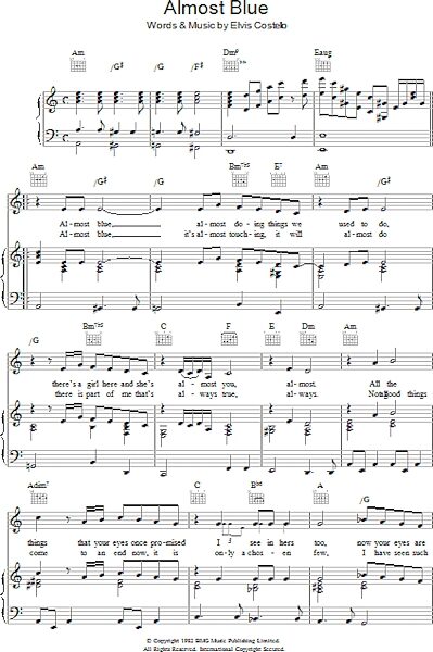 open zoom image for Almost Blue - Piano/Vocal/Guitar, New, Main