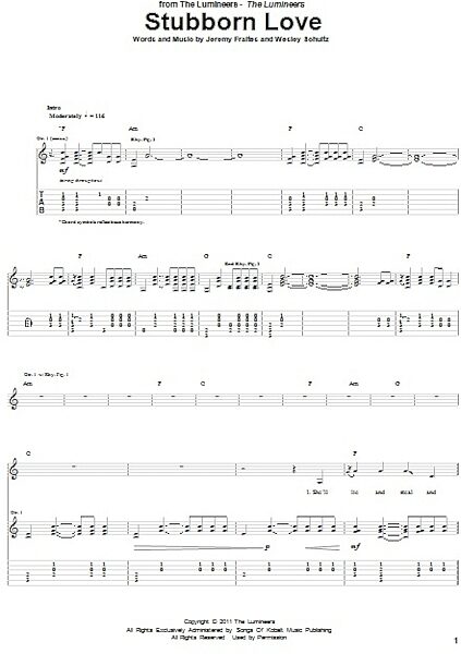 open zoom image for Stubborn Love - Guitar TAB, New, Main