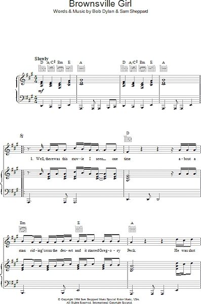 open zoom image for Brownsville Girl - Piano/Vocal/Guitar, New, Main