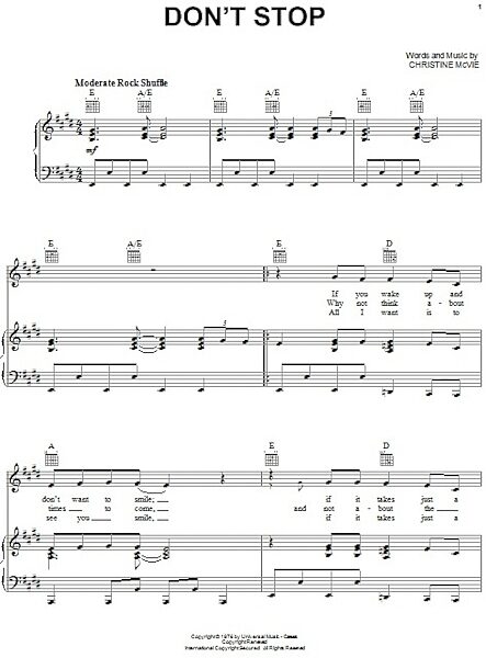 open zoom image for Don't Stop - Piano/Vocal/Guitar, New, Main