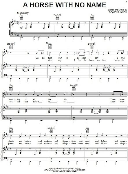 open zoom image for A Horse With No Name - Piano Vocal, New, Main