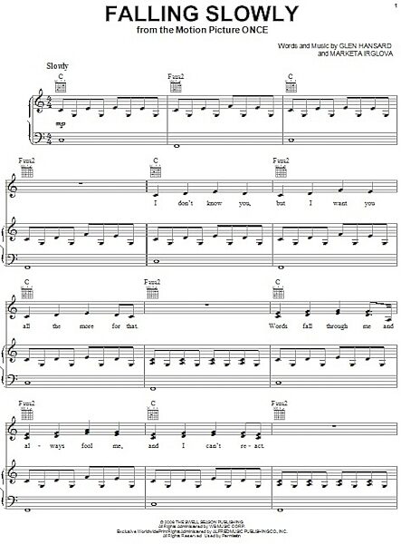 open zoom image for Falling Slowly - Piano/Vocal/Guitar, New, Main