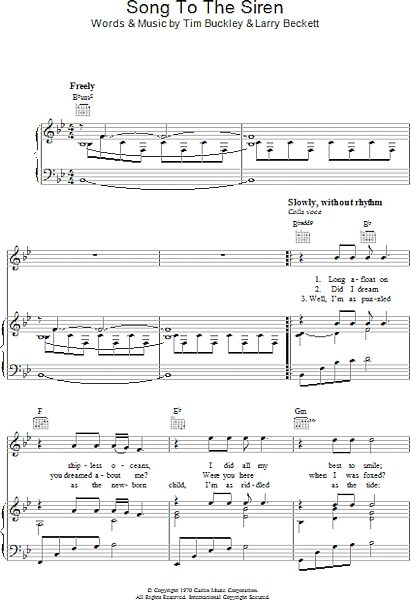 open zoom image for Song To The Siren - Piano/Vocal/Guitar, New, Main