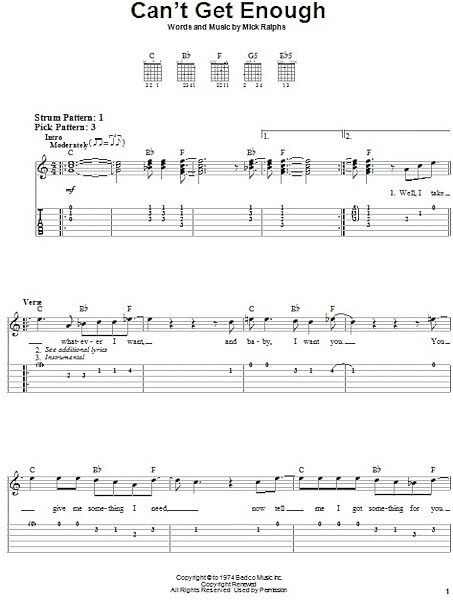 open zoom image for Can't Get Enough - Easy Guitar with TAB, New, Main