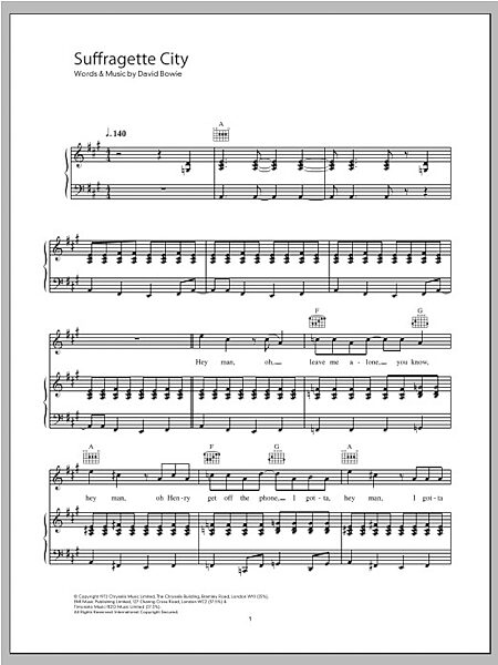 open zoom image for Suffragette City - Piano/Vocal/Guitar, New, Main