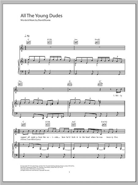 open zoom image for All The Young Dudes - Piano/Vocal/Guitar, New, Main