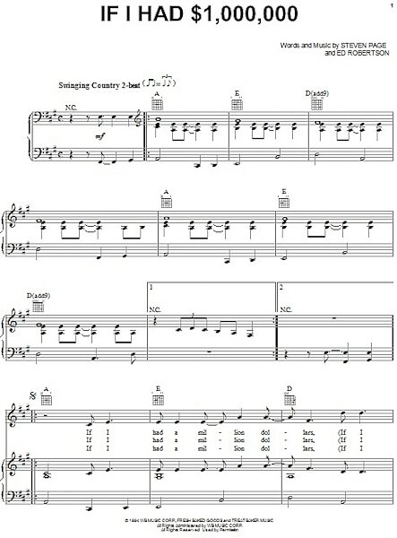 open zoom image for If I Had $1,000,000 - Piano/Vocal/Guitar, New, Main