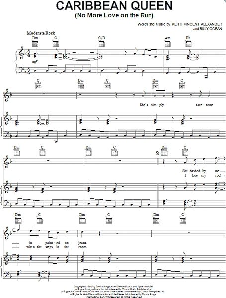 open zoom image for Caribbean Queen (No More Love On The Run) - Piano/Vocal/Guitar, New, Main