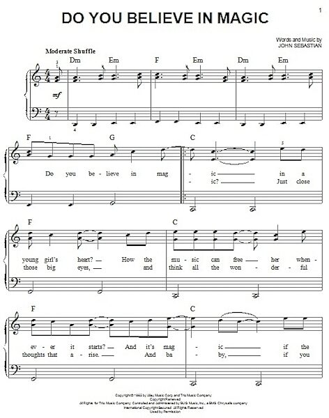 open zoom image for Do You Believe In Magic - Easy Piano, New, Main