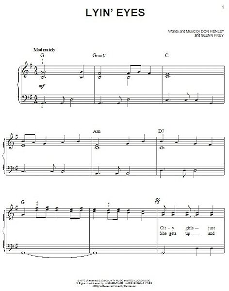 open zoom image for Lyin' Eyes - Easy Piano, New, Main