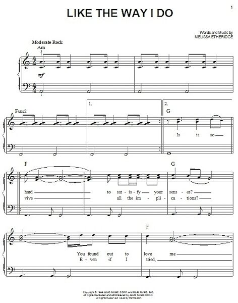 open zoom image for Like The Way I Do - Easy Piano, New, Main