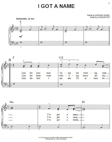 open zoom image for I Got A Name - Easy Piano, New, Main