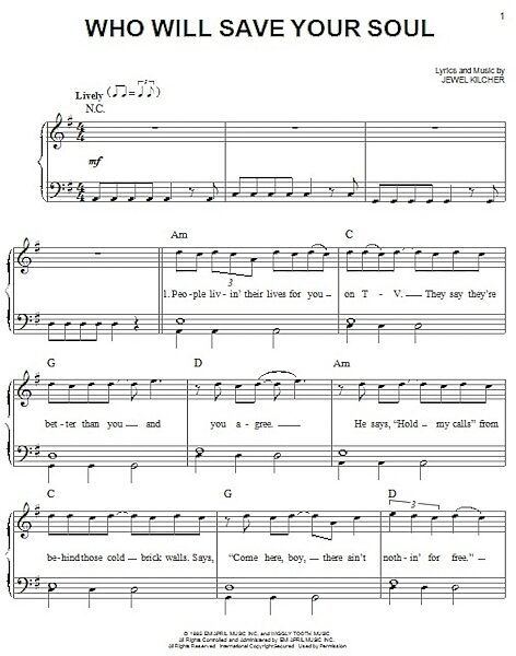 open zoom image for Who Will Save Your Soul - Easy Piano, New, Main