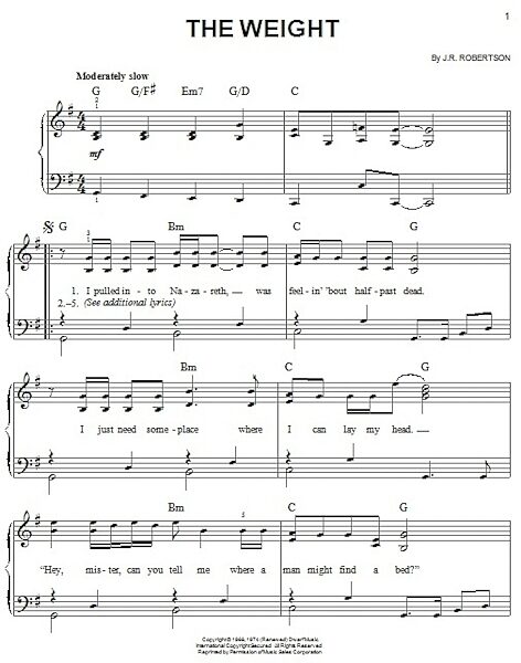 open zoom image for The Weight - Easy Piano, New, Main