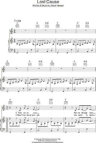 open zoom image for Lost Cause - Piano/Vocal/Guitar, New, Main