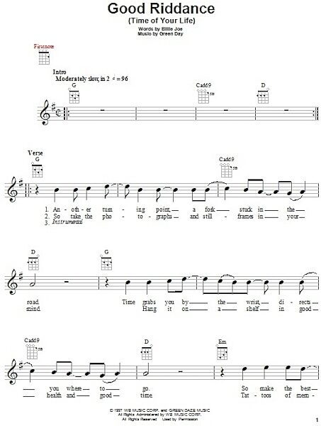 open zoom image for Good Riddance (Time Of Your Life) - Ukulele, New, Main