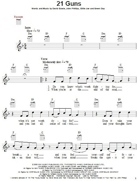 open zoom image for 21 Guns - Ukulele, New, Main