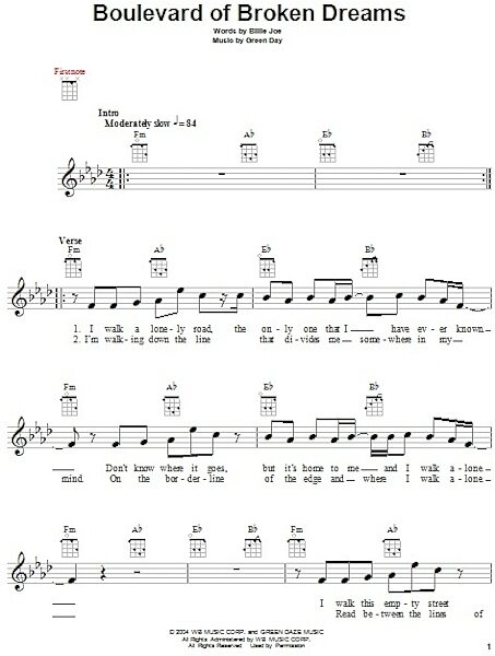 open zoom image for Boulevard Of Broken Dreams - Ukulele, New, Main