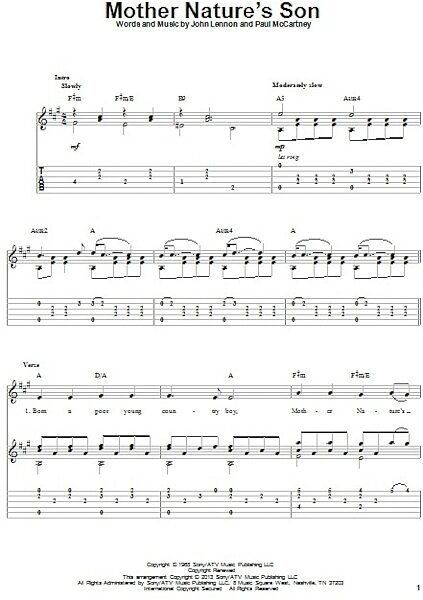 open zoom image for Mother Nature's Son - Solo Guitar, New, Main