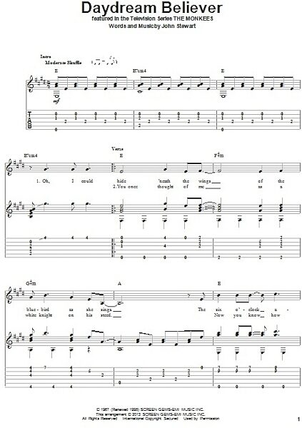 open zoom image for Daydream Believer - Solo Guitar, New, Main
