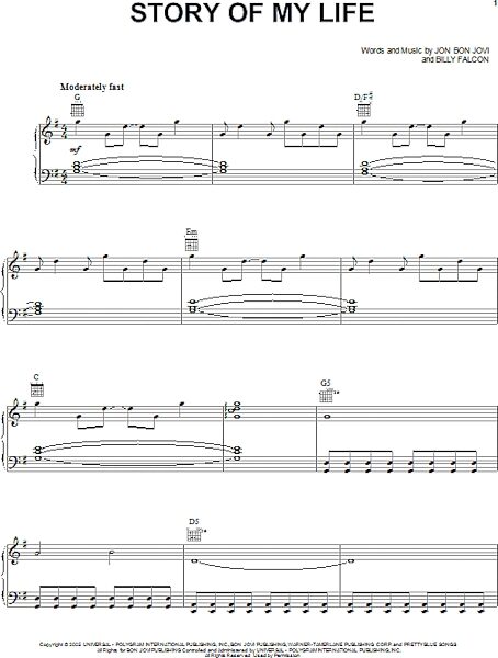open zoom image for Story Of My Life - Piano/Vocal/Guitar, New, Main