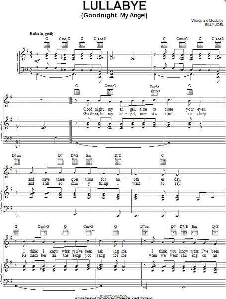 open zoom image for Lullabye (Goodnight, My Angel) - Piano/Vocal/Guitar, New, Main